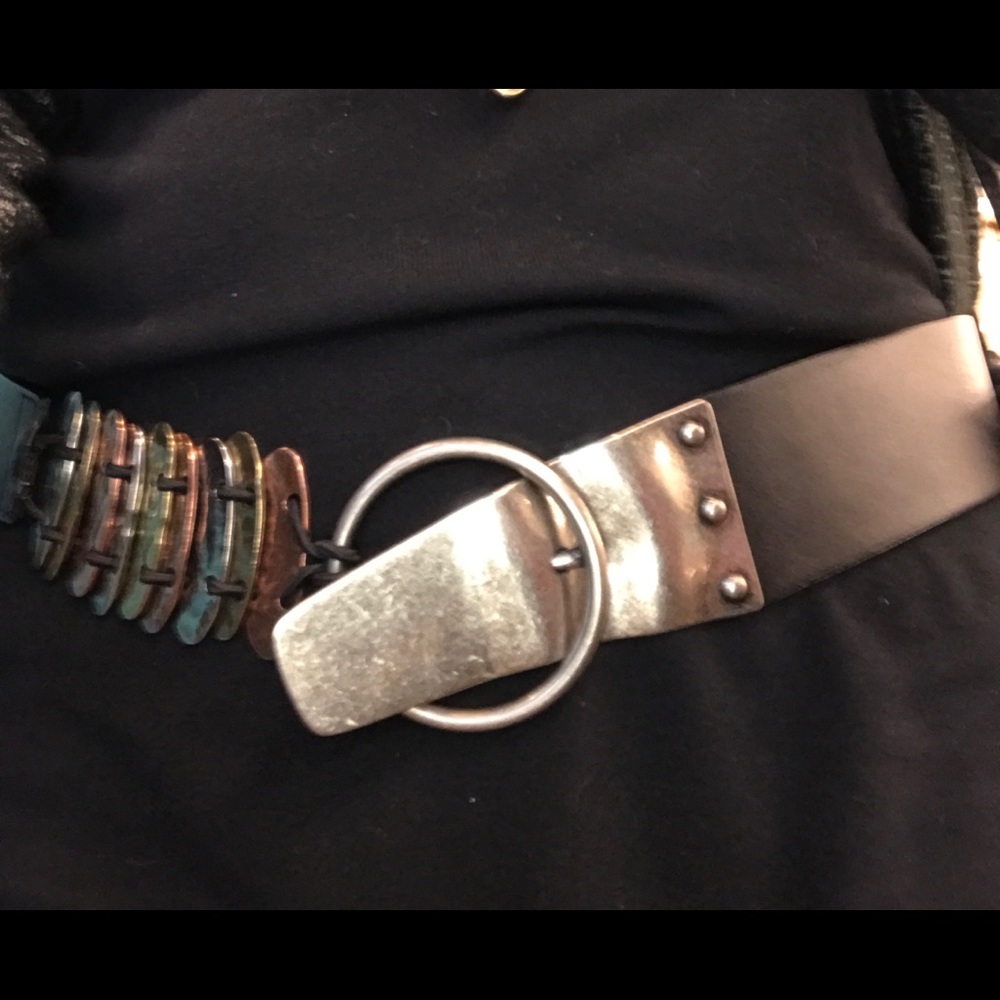 ⭐️ Hammered Metal Leather Statement Belt